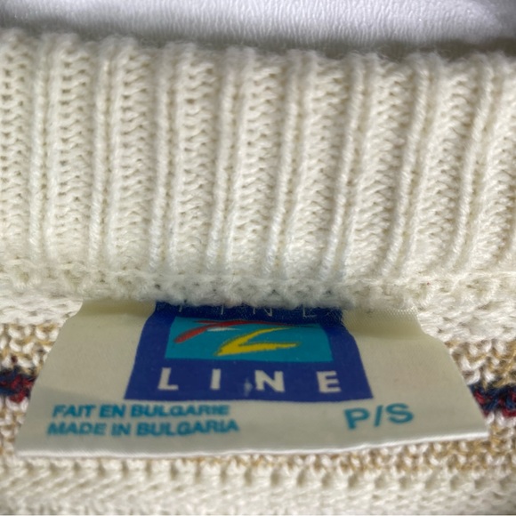 Vintage Men's Fine Line Acrylic Knitted Sweater Grandpa Jumper Longlsleeve - Picture 3 of 4